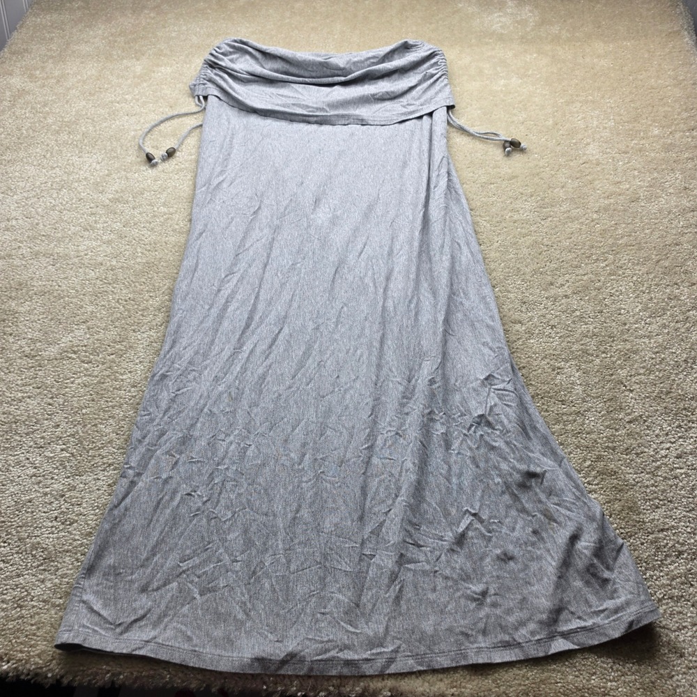 Athleta Gray Heathered Cotton Modal Maxi Skirt with Bead Drawstrings